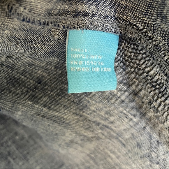 J. McLaughlin Britt Linen Point Collar Long Sleeve Blue Button Front Shirt Top L - Picture 7 of 16